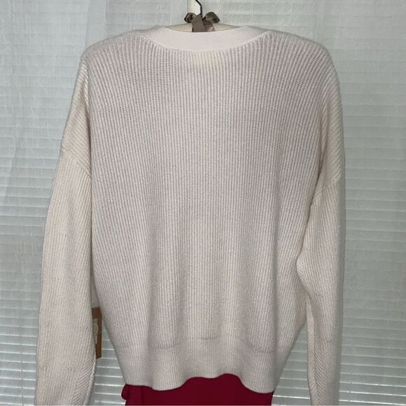 CYRUS L Ivory Three Button Boxy Fit Drop Sleeve Cozy Knit Cardigan - Picture 2 of 16